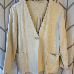 Soft Surroundings Cream Linen Blend Jacket with Front Pockets